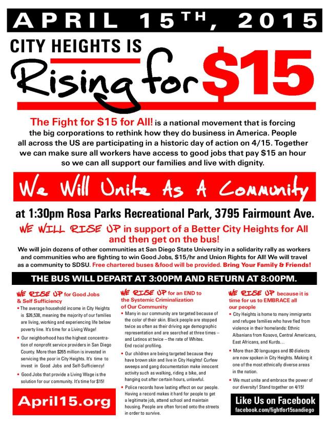 The Fight for $15 for All! is a national movement that is forcing the big corporations to rethink how they do business in America. People all across the US are participating in a historic day of action on 4/15.